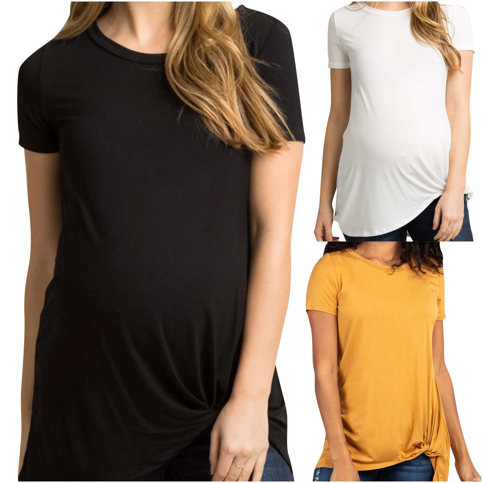 

Pregnant Women Clothes Short-sleeved Solid Color Irregular Hem Loose T-shirt одежда для беременных maternity clothes