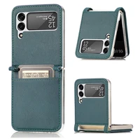 card slot leather case for samsung galaxy z flip 3 5g shockproof protective phone cover for galaxy z flip3