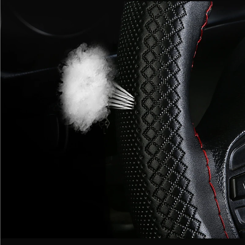 Кожаный чехол для руля с тиснением всесезонный универсальный из воловьей кожи