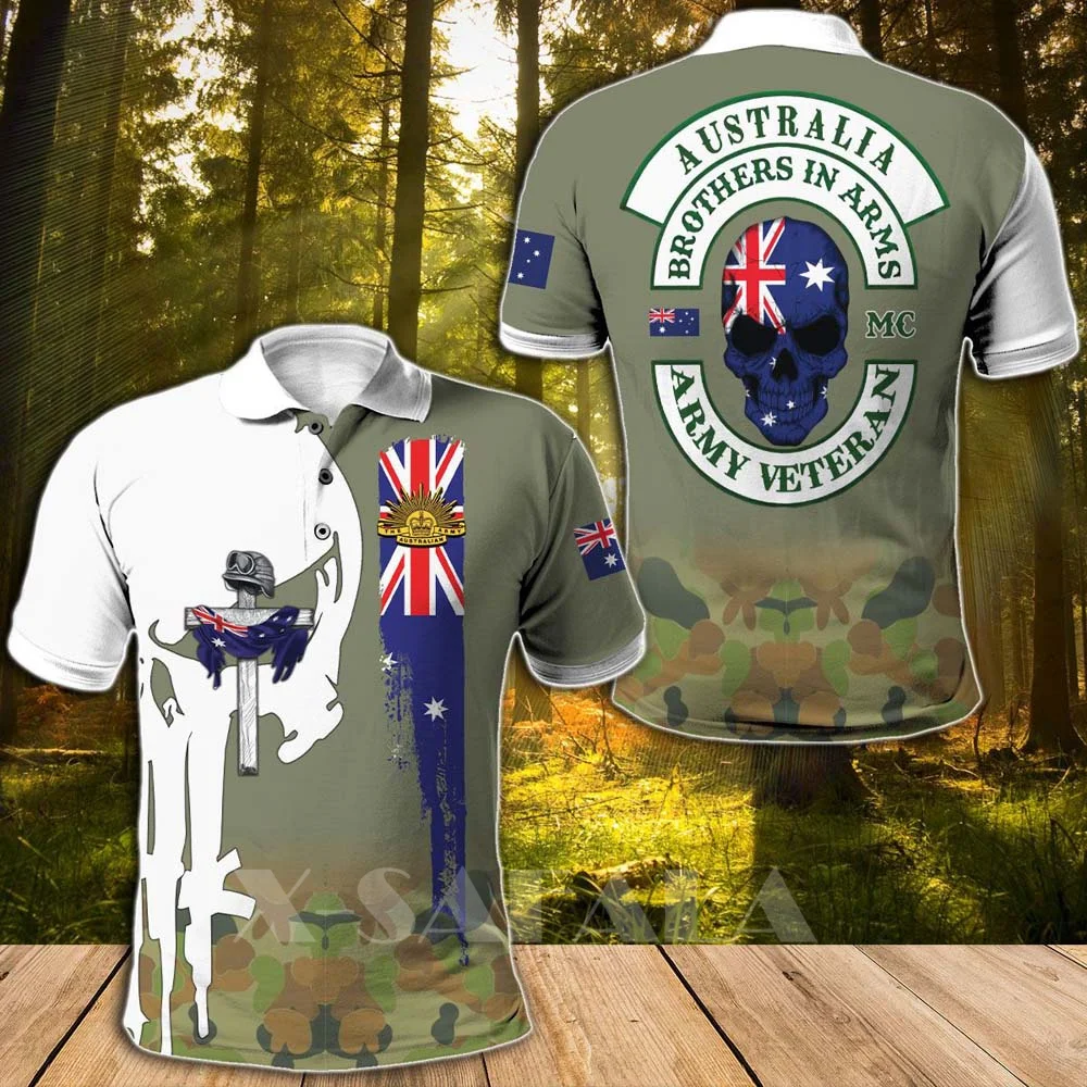 AUSTRALIA-ARMY-CAMO-VETERAN SOLDIER Мужская/Женская/мужская Тонкая Рубашка-поло с 3D-принтом