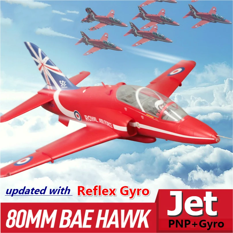 Радиоуправляемый самолет FMS 80 мм Ducted Fan EDF Jet Bae Hawk Red Arrow 6CH с клапанами убирает рефлексный гироскоп PNP хобби модель самолета