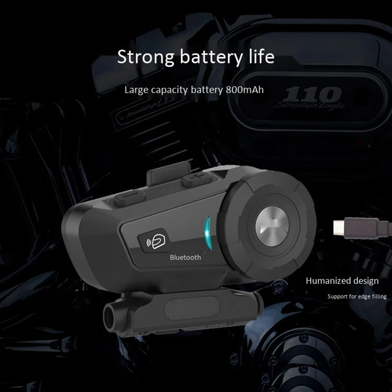 

AiRide G2 Motorcycle Helmet Headphone 500M Bluetooth Group Interphone Waterproof with Siri Control, CVC Noise Canceling