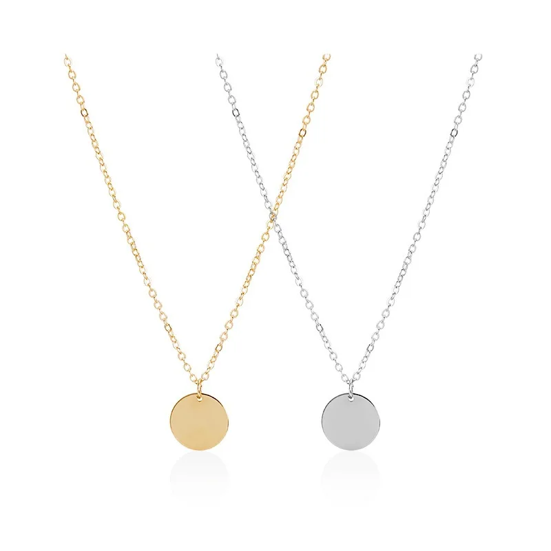 

Temperament Smooth Round Piece Pendant Necklace Fashionable Versatile I-style Simple Round Clavicle Chain necklace