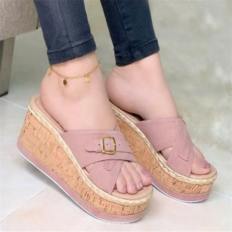 

Womens High Heels Sandal Thick Bottom Casual Shoes 2021 Ladies Leisure Summer Wedges Sandals Woman Shoes Women Platform Slipper