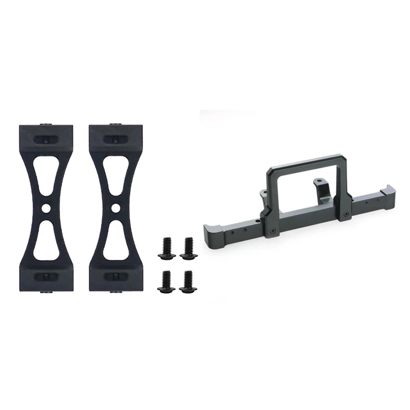 

2Pcs Metal Bracket Rc Car Upgrade Metal Diy Parts Kit,Black With Door-Shaped Metal Front Bumper Black