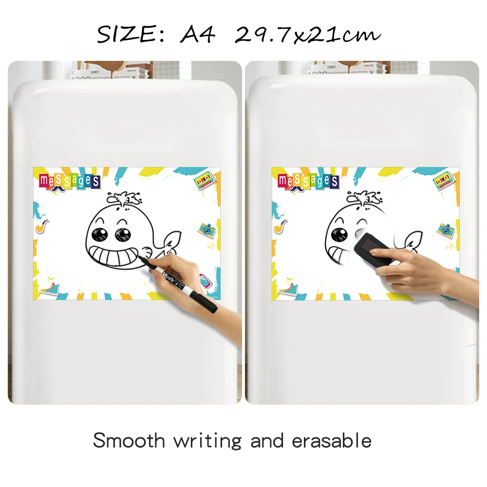 A4 магнитная доска магниты на холодильник наклейка сухая салфетка белая маркер
