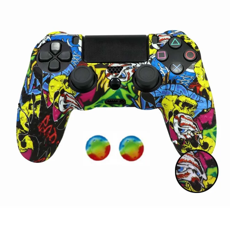 A Противоскользящий силиконовый резиновый чехол для sony playstation 4 PS4 Pro тонкий контроллер с 2 джойстиками - Цвет: A