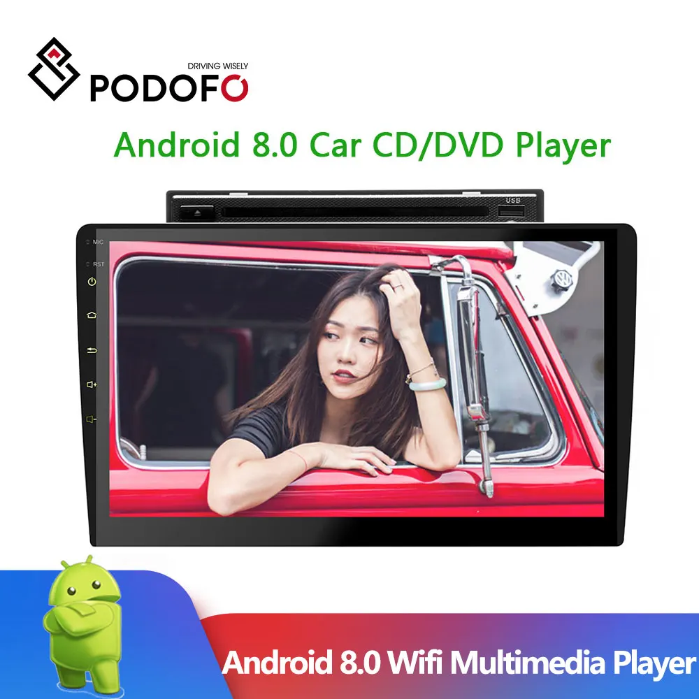 Podofo 2 din Android 8 0 wifi Автомобильный мультимедийный плеер авторадио 10 1