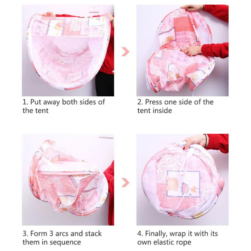 

Mosquito Nets for Children Baby Mos Bar Toddlers Cartoon Zipper Curtain Multi Function Unisex Folding Patchwork Crib Netting
