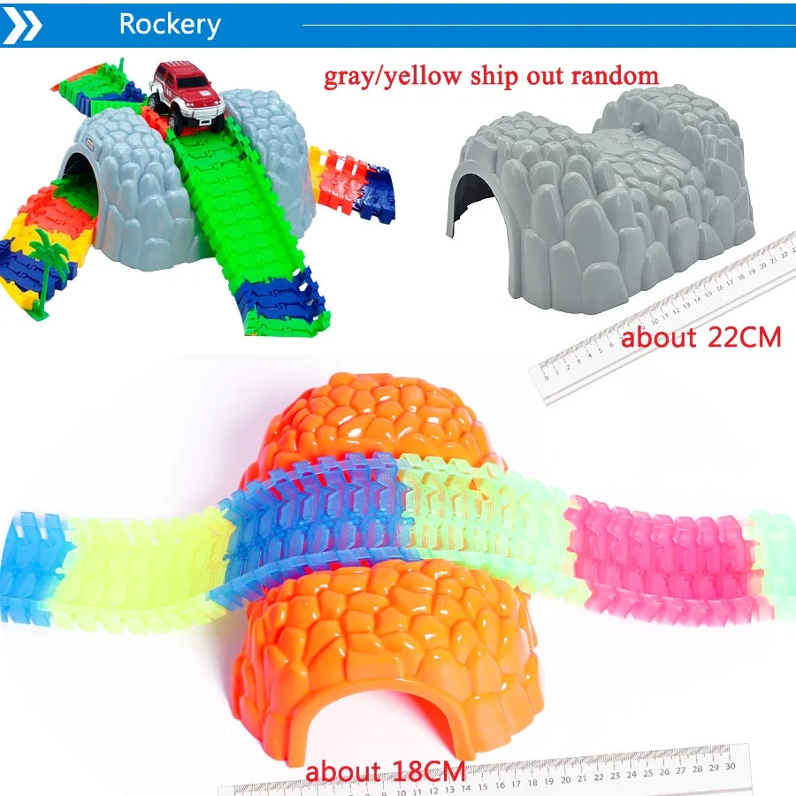 rockery 1pc Волшебный трек DIY Гибкая сборка гоночный трек универсальные аксессуары система, которая может сгибаться с гоночной машиной светится в темноте Playset - Цвет: rockery 1pc