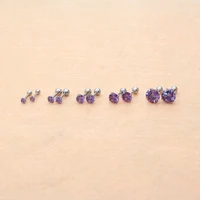 the screw back stud earrings purple zircon the needl is 1 26mm 316l stainless steel no allergy never fade