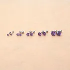 Винтовые серьги-гвоздики с фиолетовым цирконом, игла 1,2*6 мм, нержавеющая сталь 316L, не вызывает аллергии, не выцветает