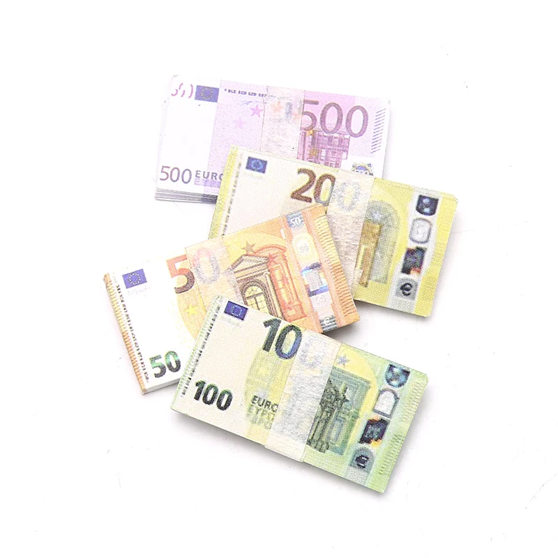 

10pcs 1/12 Dollhouse Miniature Euro Paper Money Model Toys Accessories Toy Banknotes
