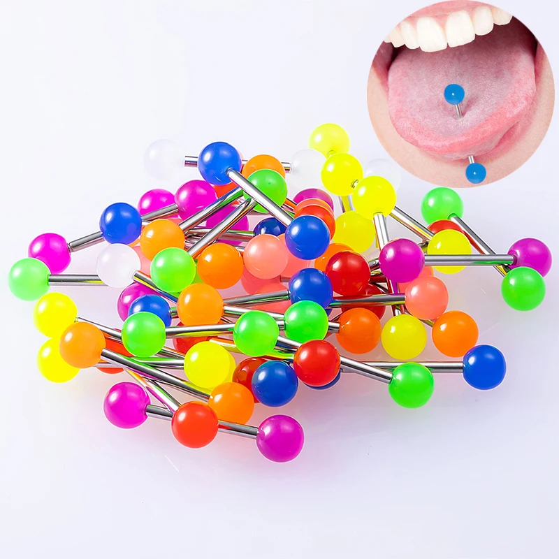 10 шт акриловые язык кольцо штангой серьги гвоздики кольца для сосков пирсинг