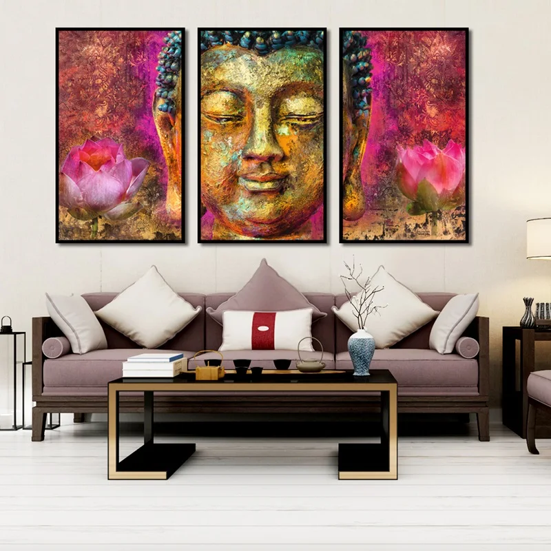 Современный постер Будды Картина на холсте с принтом лотоса картина для коридора
