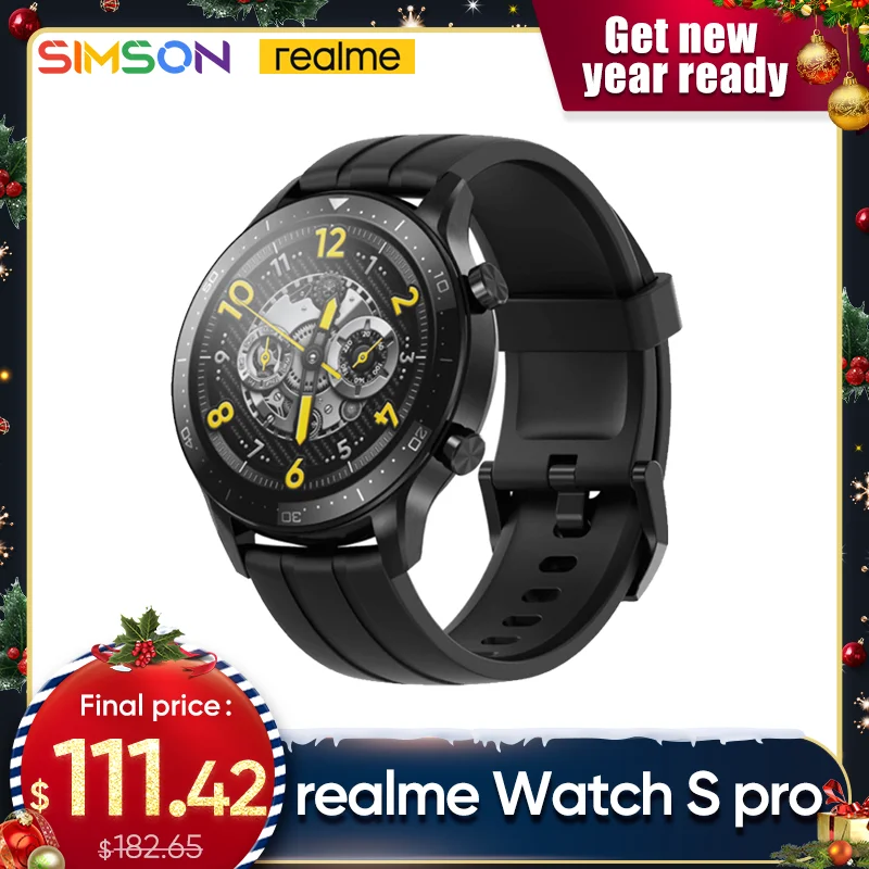 

Global Version realme Watch S pro Smartwatch 1.39'' LargeTouchscreen Blood Oxygen Monitor Powerful Dual Satellite GPS 5ATM