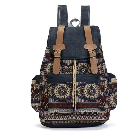 Высококачественный женский холщовый винтажный рюкзак этнические рюкзаки рюкзак в стиле бохо школьная сумка