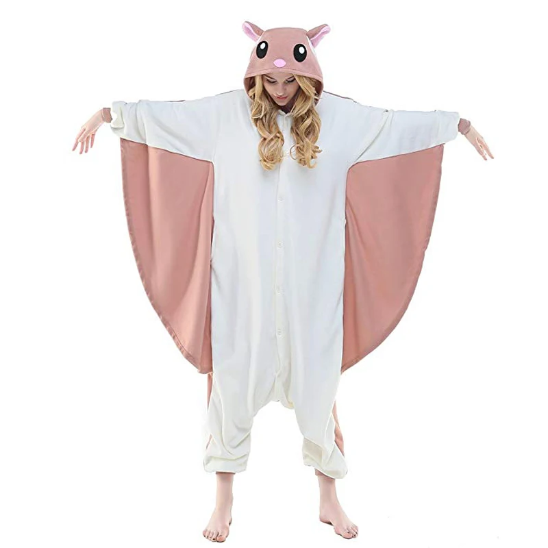 

Flying Squirrel Unisex Adult Pajamas Cosplay Onesies Cartoon Animal Sleepwear Pyjamas Flannel Hooded Christmas Halloween Costume