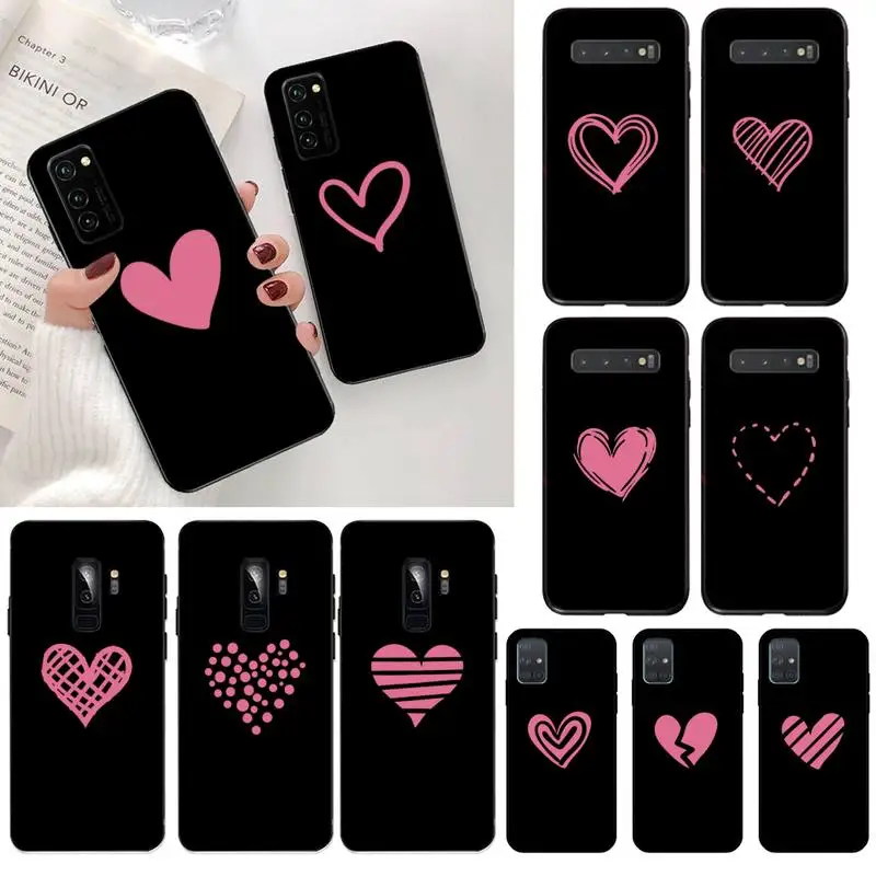 

Pink love pattern Cover Black Soft Shell Phone Case for Samsung S20 plus Ultra S6 S7 edge S8 S9 plus S10 5G lite 2020
