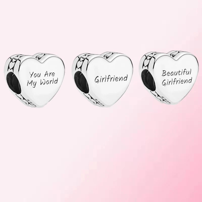 

1:1 Make High Quality Original 925 Sterling Silver Couple Love Words DIY Beads