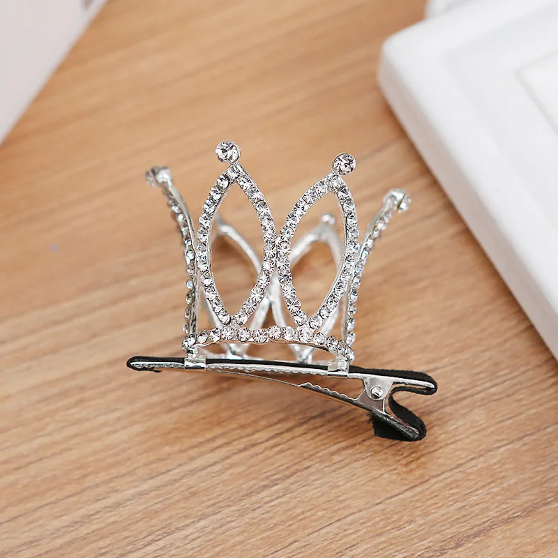 horse eye with clip Металлические украшения для волос, маленькая диадема для девушки, повязка на голову, Посеребренная, милая Хрустальная тиара, корона для девочки, повязки на голову для женщин - Окраска металла: horse eye with clip