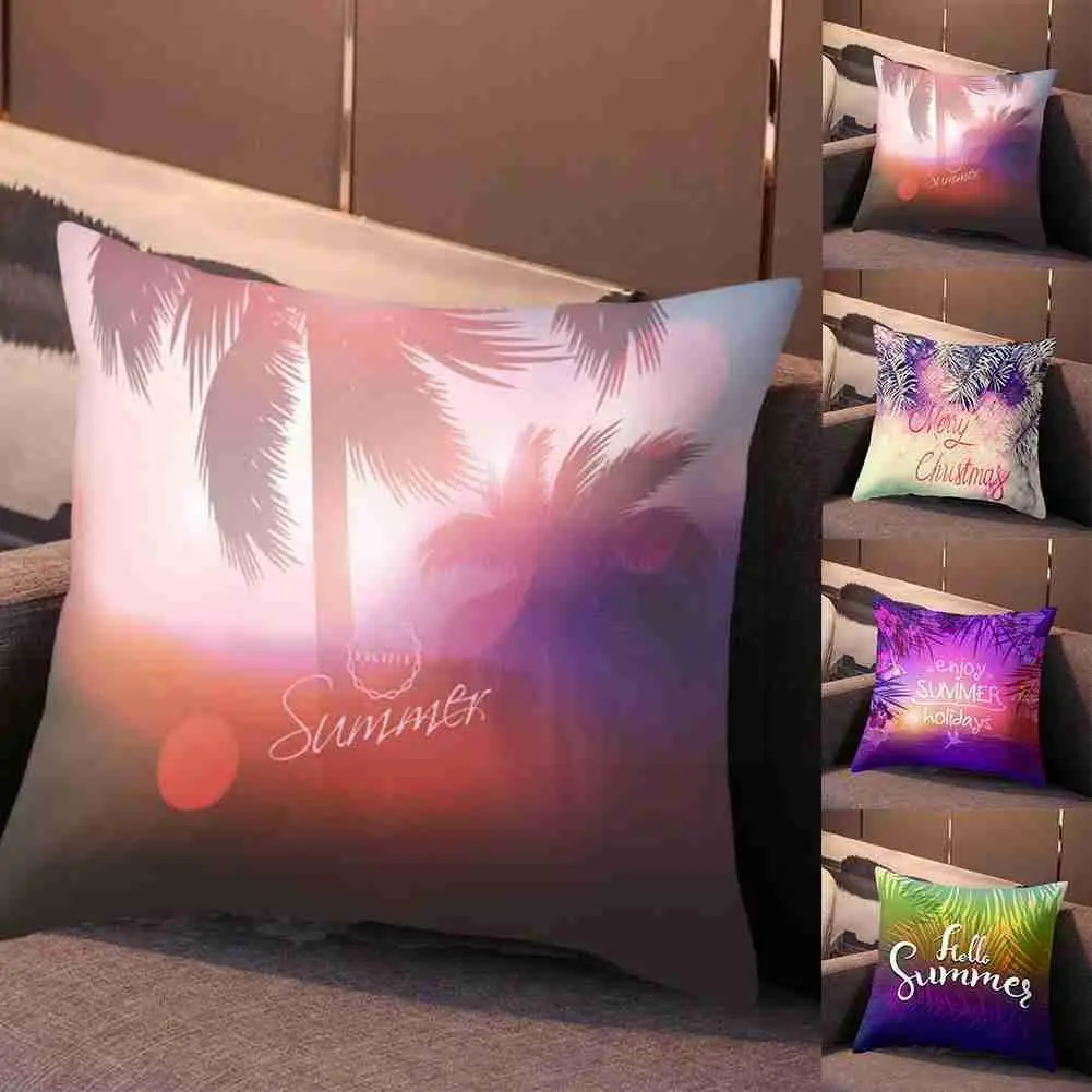

Decorative Pillow Case Beach Coconut Tree Landscape Cover Chair Pillowcase Beach Sale Seat Pillow View Sea Hot Throw G1B6