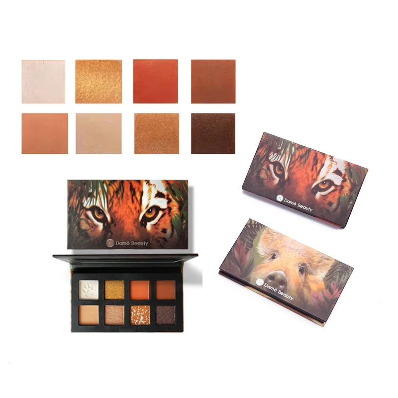 Палитра теней для век 8 цветов с перламутровыми животными стойкая