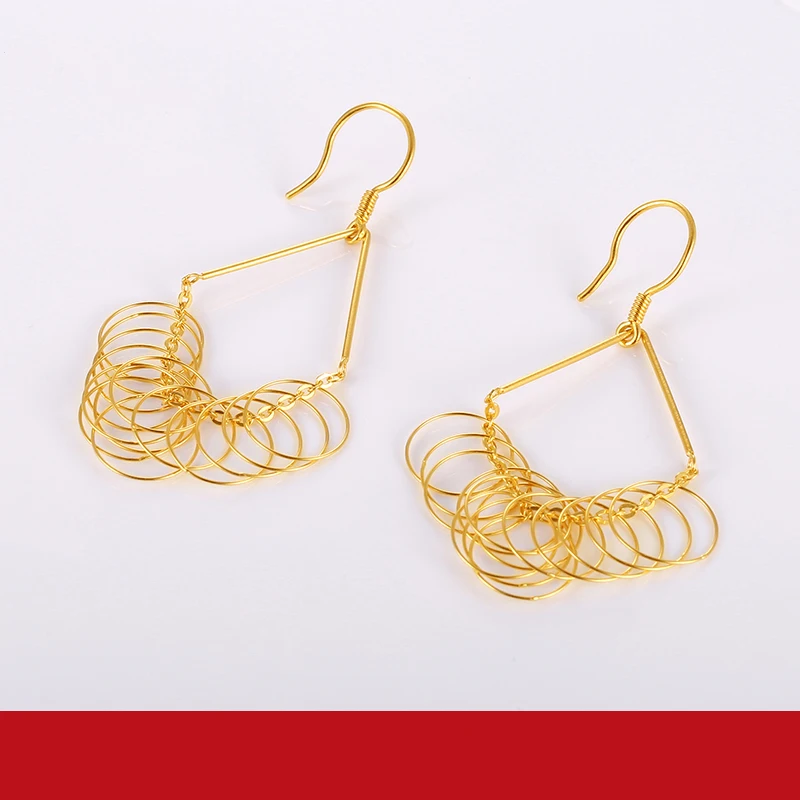 Серьги из чистого золота 24 К серьги настоящего 999 пробы красивые с полыми