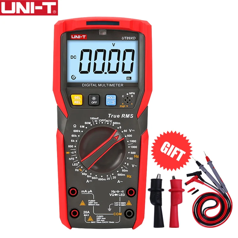 

UNI-T UT89XD Digital Multimeter True RMS Tester AC DC Voltmeter Ammeter 1000V 20A Current Capacitance Resistance Frequency Meter