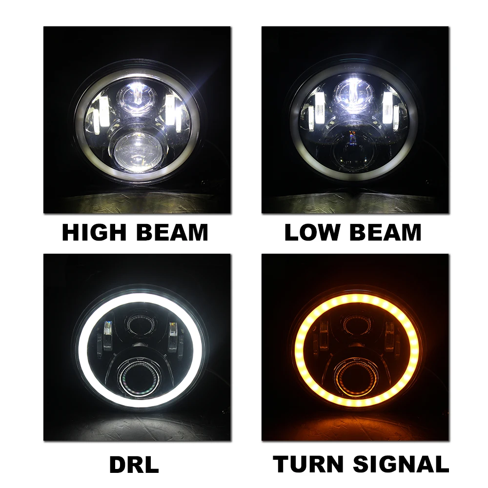 7 дюймов светодиодный фары DRL Hi/короче спереди и длиннее сзади) луч гало кольца