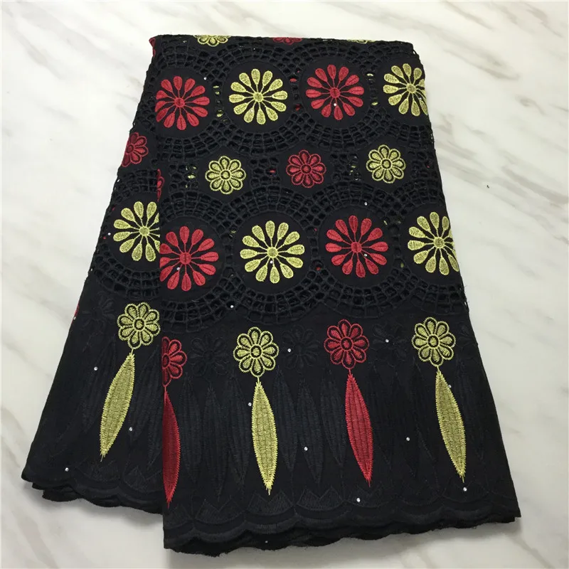 

Black LACE African Lace Fabric 2020High Quality Swiss Voile Lace With Embroiderey Punch Cotton Laces For Wedding Party Dress PS