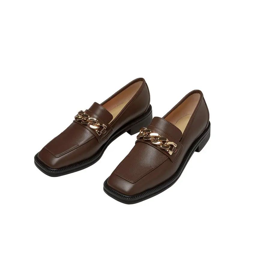

QUTAA 2021 Summer Women Pumps Casual Round Toe New Square Low Heels Genuine Leather Slip On Basic Female Shoes Big Size 34-39