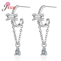 shiny crystal earrings jewelry genuine 925 sterling silver dangle earrings for women girls wedding silver 925 jewelry gifts