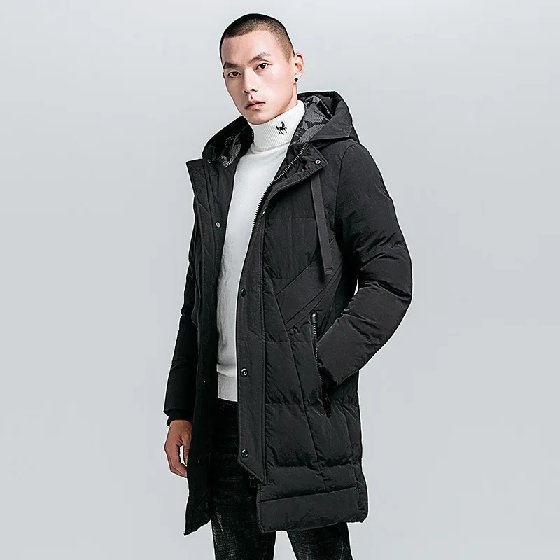 

Mens Long Down Jacket Coat Luxury Brand Winter Solid Black Parkas Men Plus Size 4XL Thick Warm Slim Fit Male Overcoat