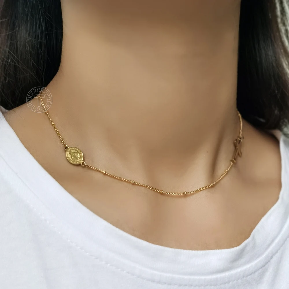 Крест Распятие Девы Марии кулон из бисера цепь колье нержавеющей стали Воротник