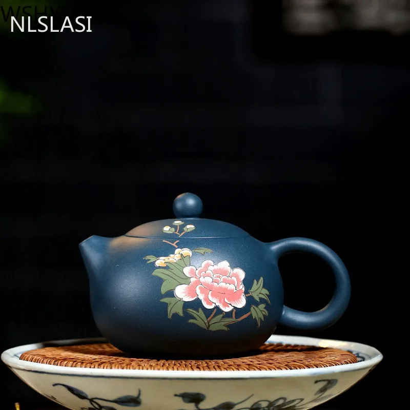 

Authentic Yixing teapot purple clay Tea Pot handmade green mud painted Xi Shi pot Chinese tea set 188 ball hole filter 220ml