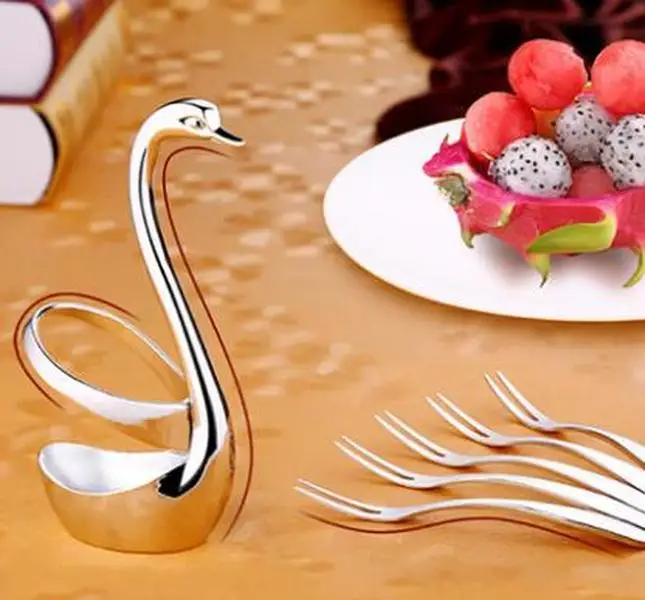 3 фруктовая пищевая вилка ложка нож классический стиль столовые приборы Лебедь