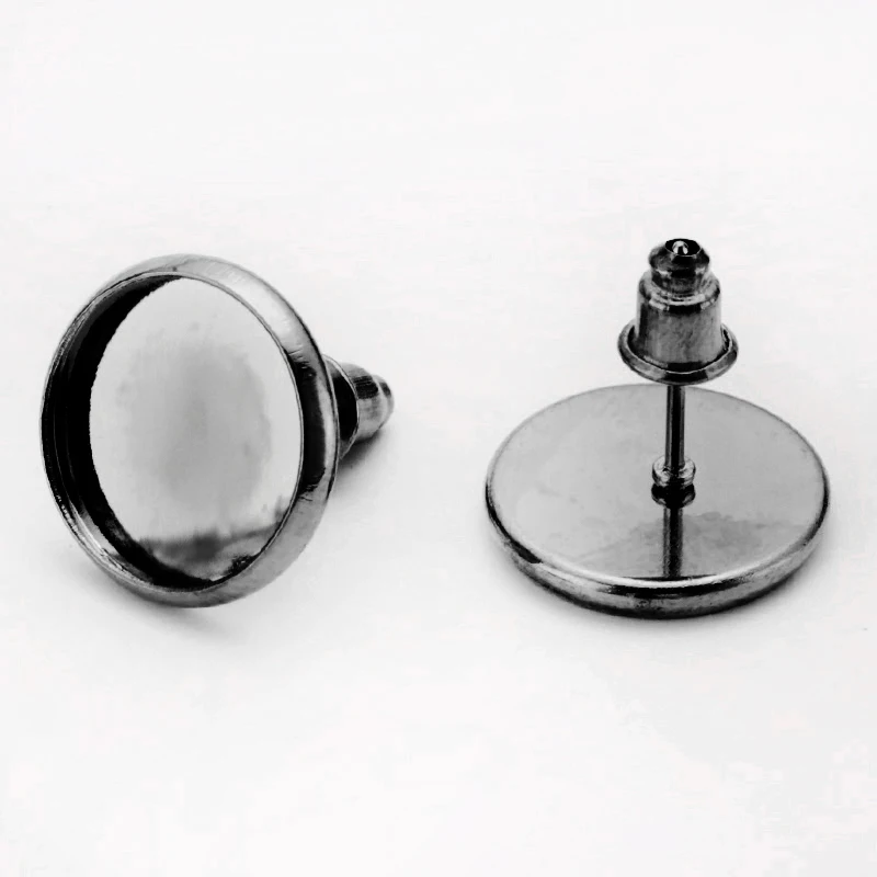 10 шт./компл. 12 мм металлического железа серьги гвоздики с камнем подходит для