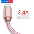 USB-кабель ROCK для iPhone 11 Pro Max Xs X 8 Plus, кабель 2,4 А, кабель для быстрой зарядки для iPhone 7 SE, зарядный кабель, USB-кабель для передачи данных