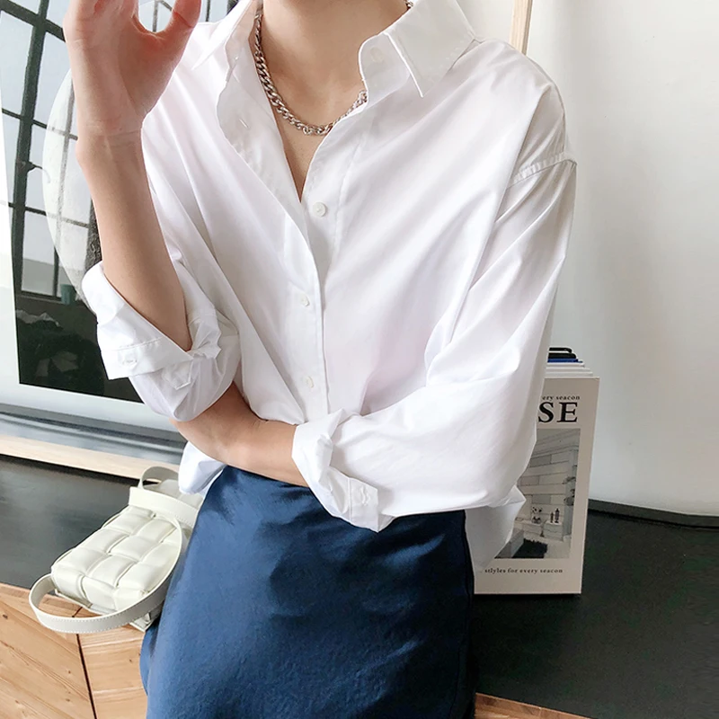 Рубашка женская Повседневная хлопковая с длинным рукавом Элегантная блузка