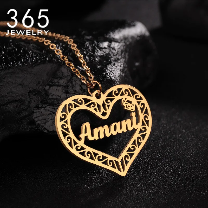 

New Stylish Personalized Stainless Steel Name Necklace Heart Customized Charming Pendant For Women Girlfriend Party Gift Jewelry