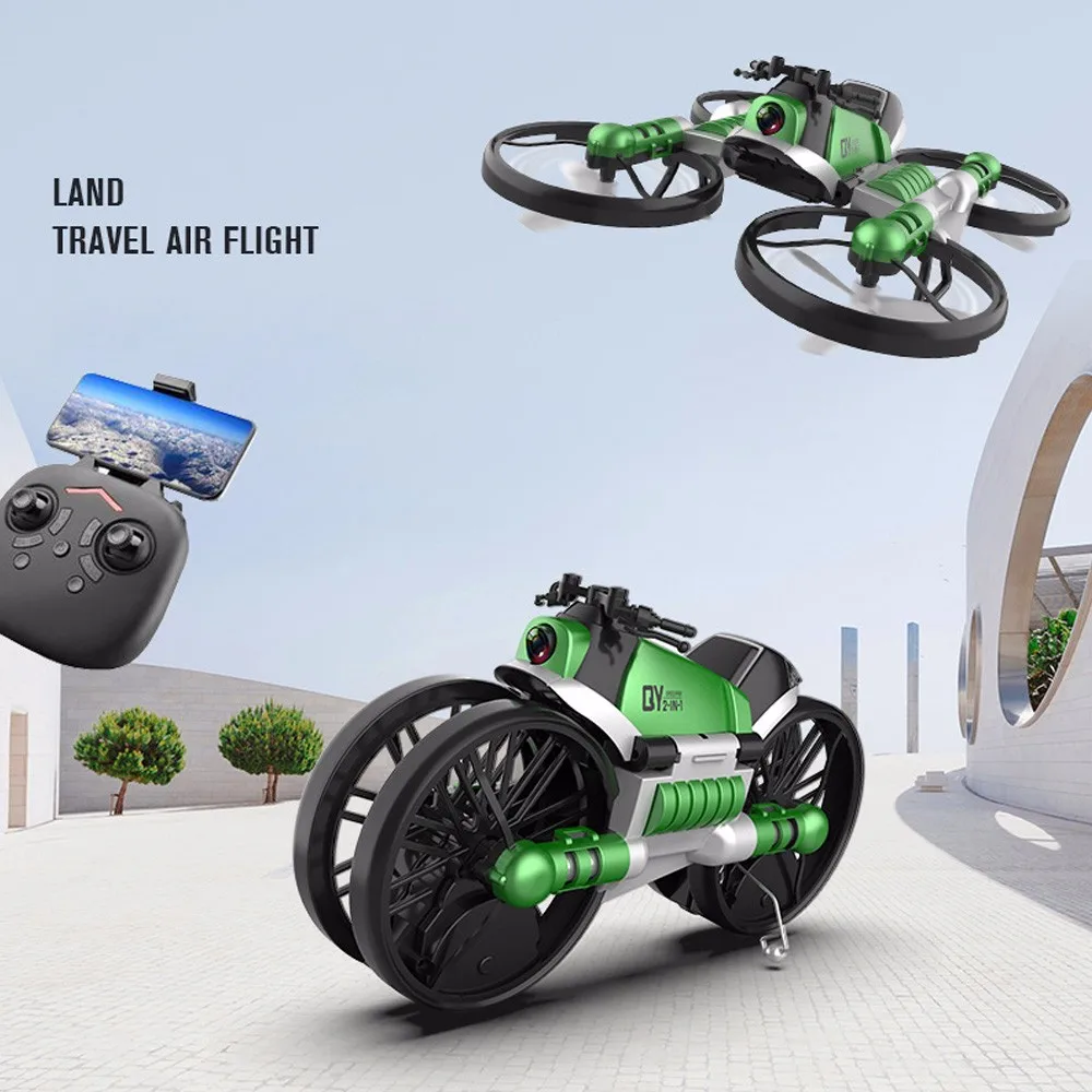 S91 Дрон креативный мотоцикл RC и Дрон 2,4G WiFi двухрежимный трансформирующий мотоцикл Квадрокоптер 1080 HD камера RC Дрон