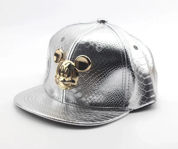 Spring Summer Gorras 100%cotton Pu Leather Baseball Cap Children's Baby Hip-hop Hat Boys Girls Snapback Cartoon Mickey Caps