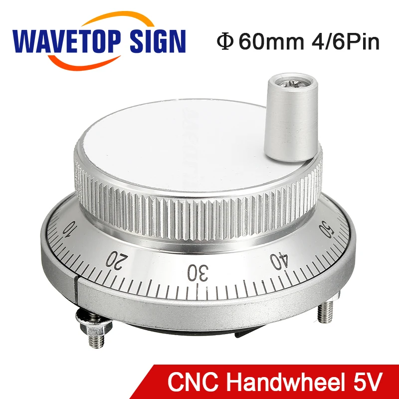 CNC электронный маховик серебро cColor Dia.60mm число пульсаций 100 напряжение 5 В 12 24 Количество контактов 4 и 6