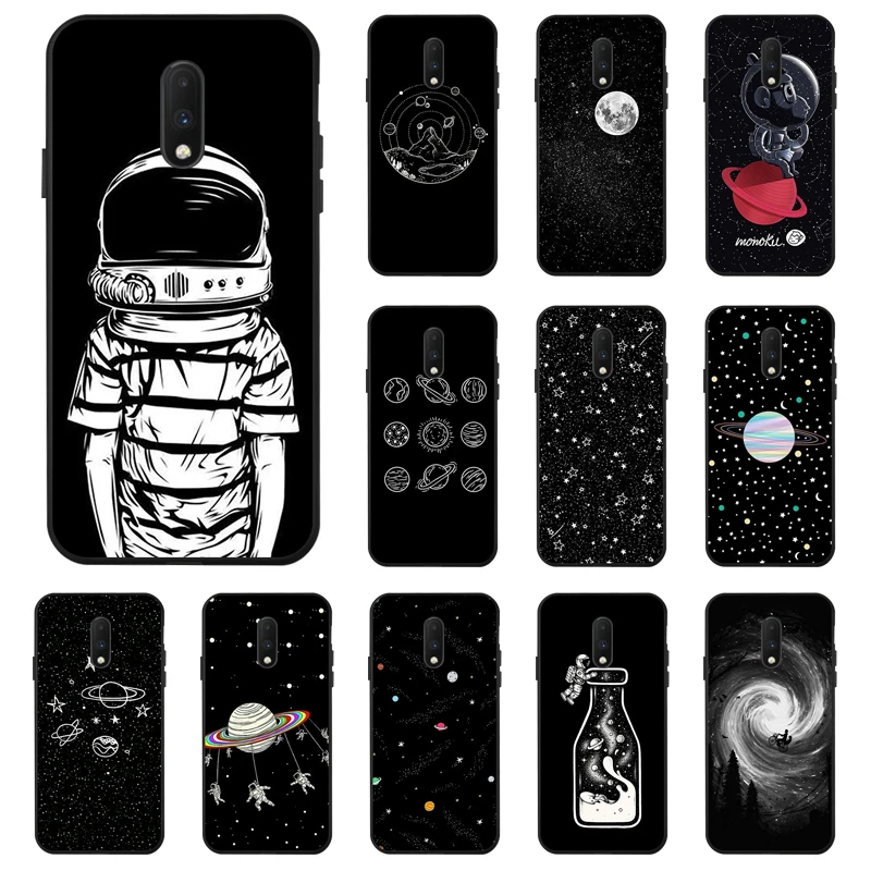 Space Moon Case For OnePlus 9 7 8 Pro 7T Case Coque Black Painted Phone Case For One Plus 7 7T Pro 6T 7Pro 1+9 Nord Cover