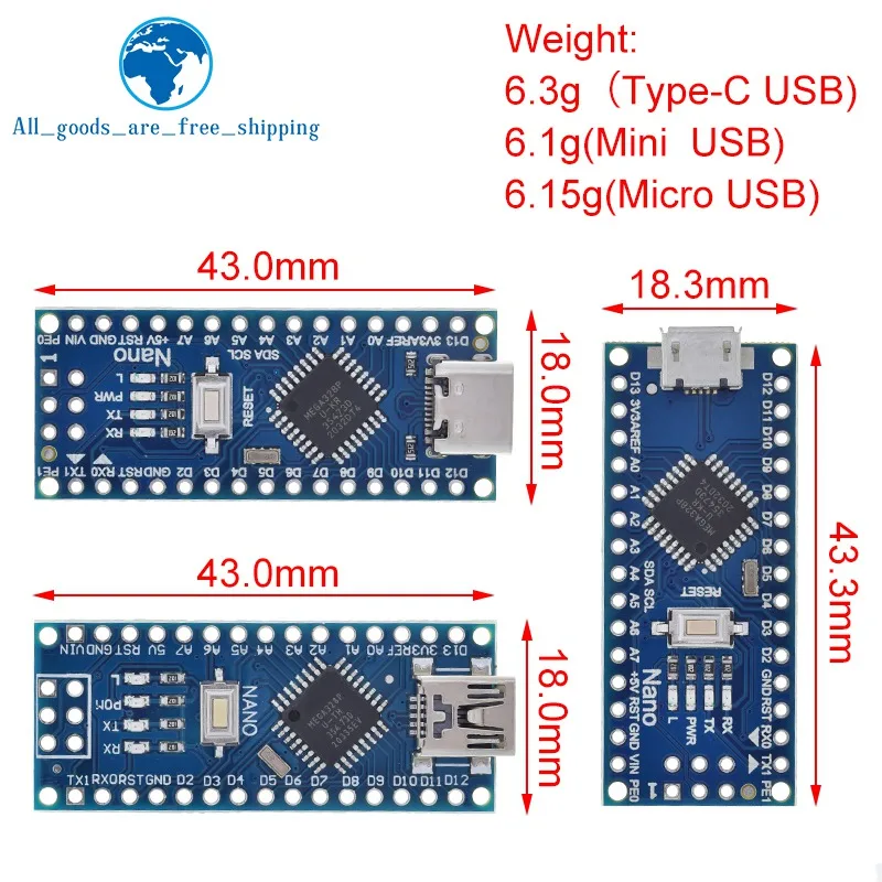 Мини-USB с контроллером загрузчика Nano 3 0 NANO V3.0 Atmega328 совместимым arduino CH340 USB-драйвер 16