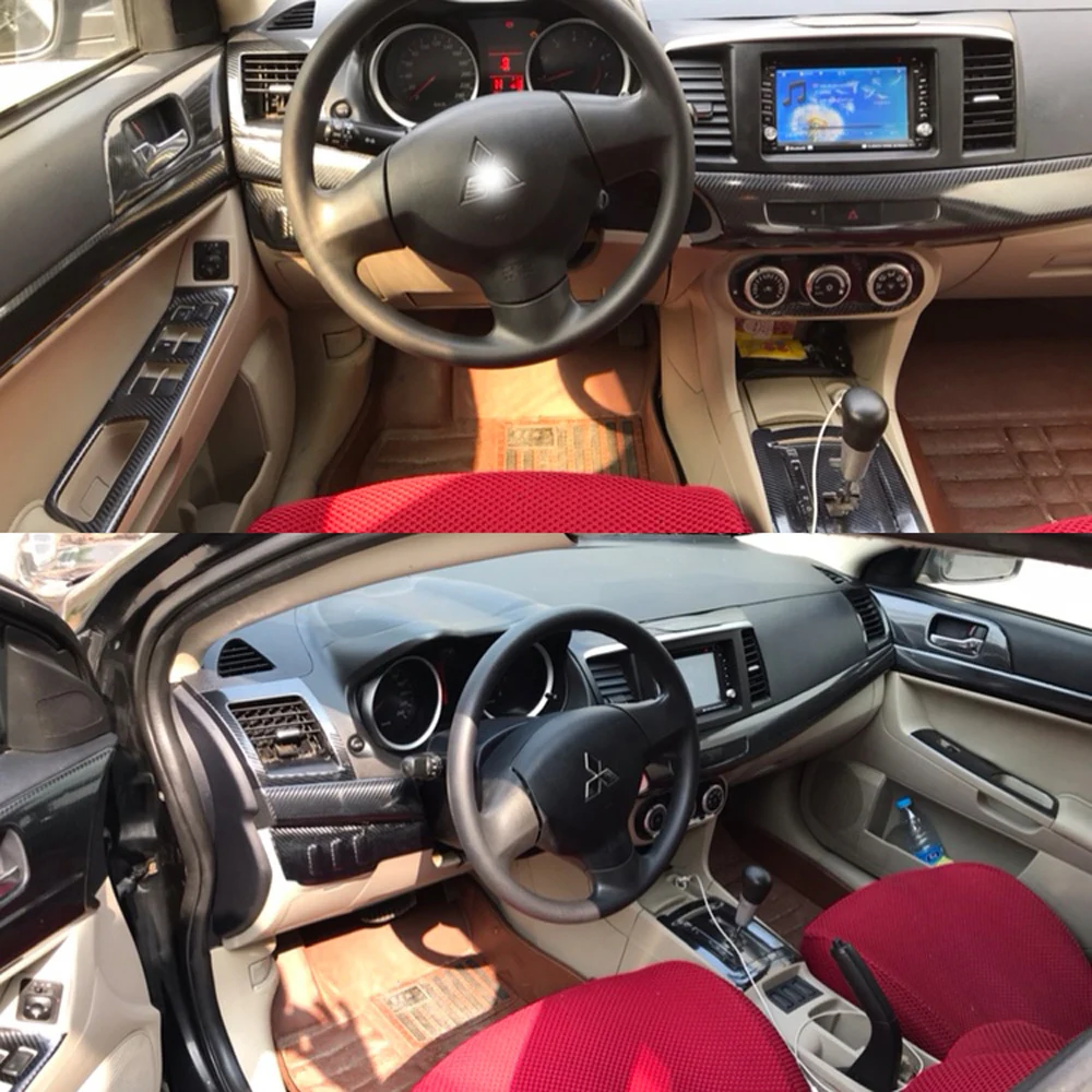Для Mitsubishi Lancer EX2009- внутренняя Центральная панель управления дверная ручка наклейки из углеродного волокна наклейки аксессуары для стайлинга автомобилей