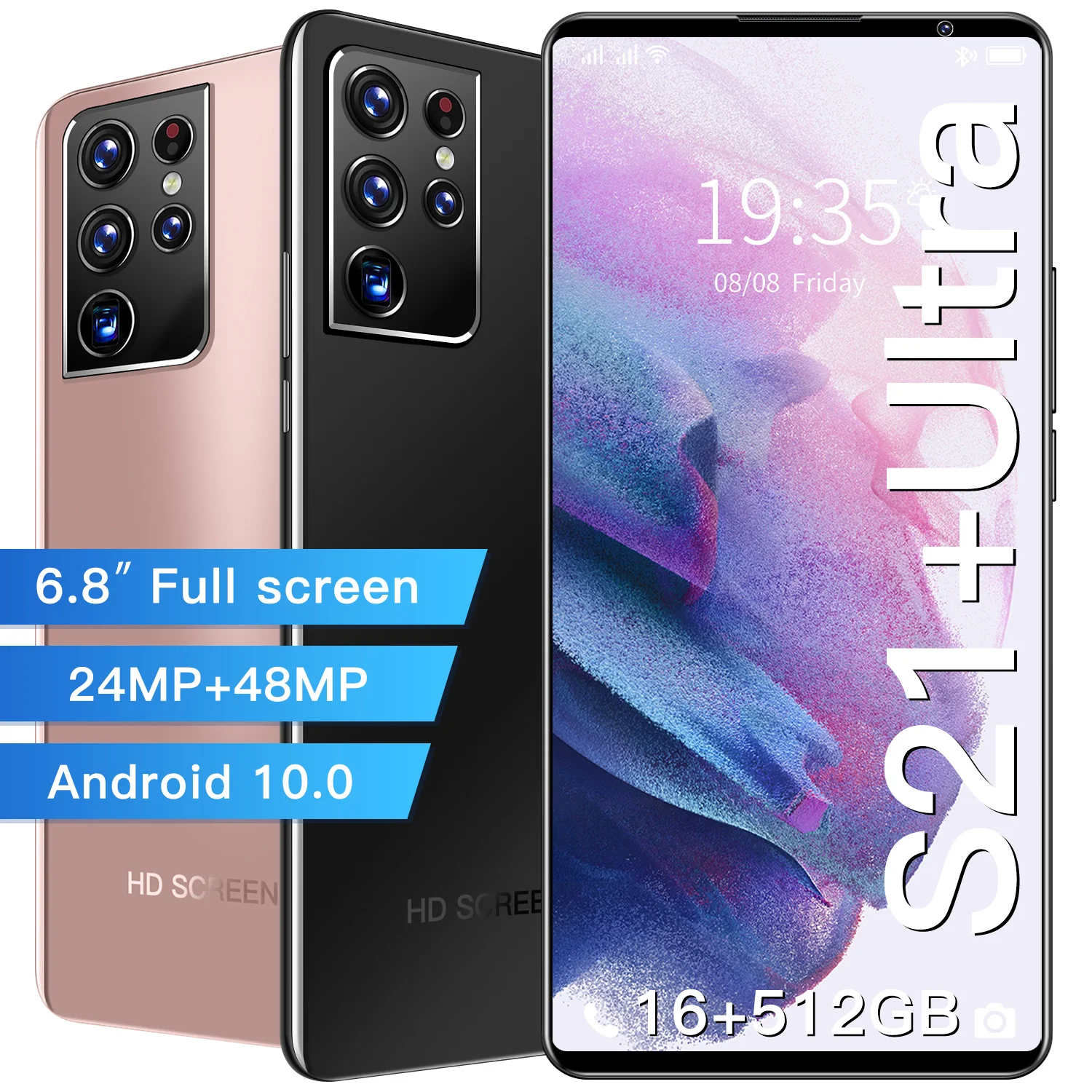 

Newest Global Version S21+ultra 6.8" Smartphones Full Screen Android Mobilephone 16+512G Support Google GPS 5G Network Cellphone