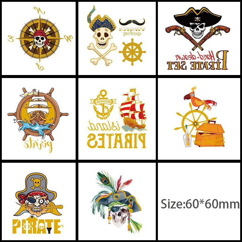 Водостойкая горячая штамповка Пиратская Татуировка наклейка сокровище Охота