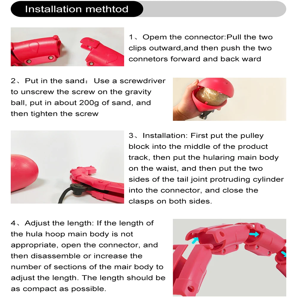 Aros deportivos ajustables para ejercicio Abdominal, aros de cintura estrecha, aros de masaje desmontables, equipo de Fitness, gimnasio, entrenamiento en casa, pesas, Z40-4